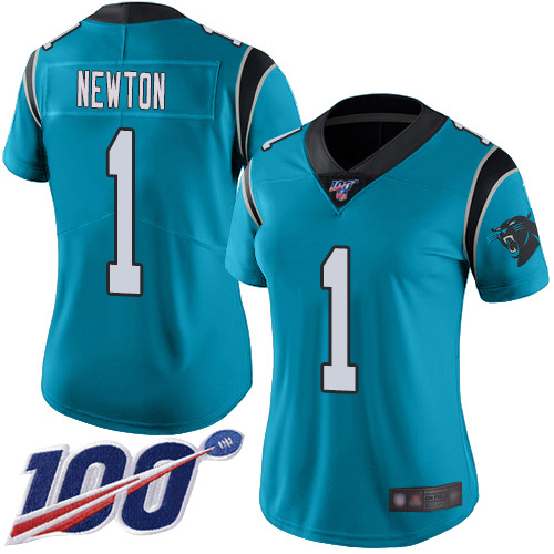 Carolina Panthers Limited Blue Women Cam Newton Alternate Jersey NFL Football #1 100th Season Vapor Untouchable